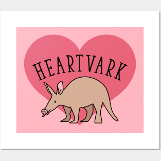 Heartvark - Cute Funny Aardvark Art with Heart Posters and Art